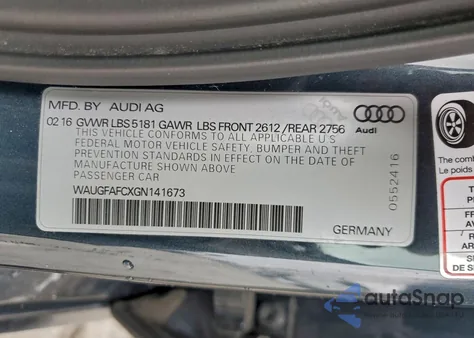 2016 Audi A6 Premium Plus from USA, damaged, VIN WAUGFAFCXGN141673